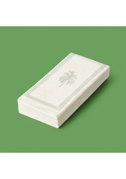 Kitchen 20'li Palmiye Desen Peçete - Gri / Beyaz - 16X8 cm