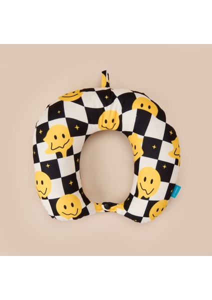 Dama Desenli Seyahat Boyun Yastığı - Renkli - 28,5X30 cm