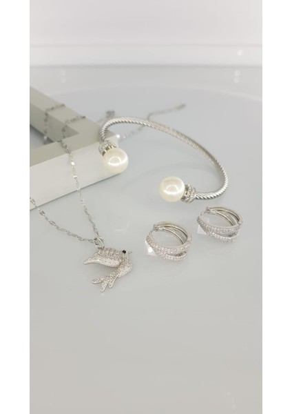 Gümüş Rengi Çelik Takı Seti 325