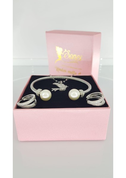 Gümüş Rengi Çelik Takı Seti 325 fiyatları