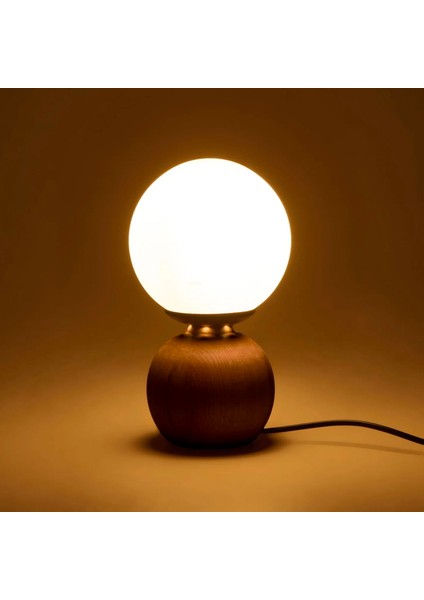 Lighting Opal Cam Top Abajur - Ceviz / Beyaz - 26X15X15 cm fiyatları