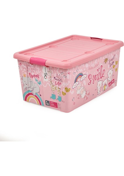 Plastik Tekerlekli Oyuncak Saklama Kutusu - Pembe - 40 Lt modelleri