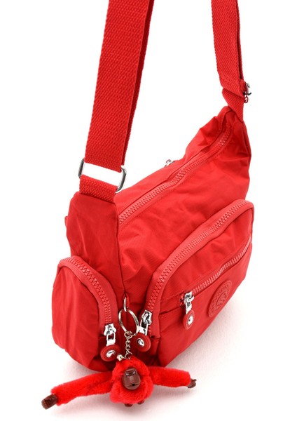 Suya Dayanıklı Kadın Çok Gözlü Kırmızı Omuz Çantası