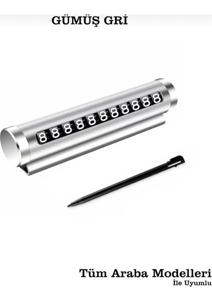 Gri Metal Kasa Numara Çevirmeli Araç Içi Telefon Numaratör Park Numarası Araba Numaratör