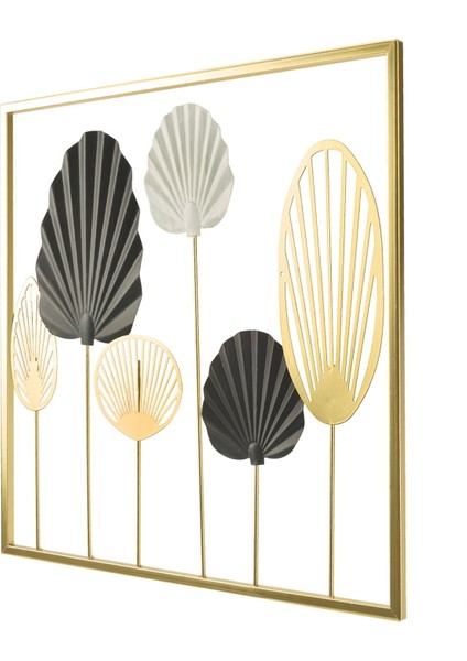 Deco Yelpaze Metal Tablo - Altın / Siyah - 45 cm fiyatları