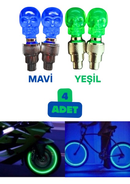 4 Adet Kuru Kafa Işıklı Sibop 1 Adet Çok Renkli Flaşör Ikaz Bisiklet Işık Seti modelleri