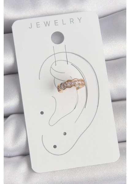 Pirinç Gold Renk Zirkon Taşlı Kadın Kıkırdak Küpe fiyatları