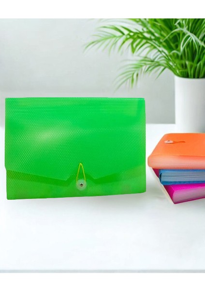 Körüklü Dosya 13 Bölümlü Cepli - Yeşil