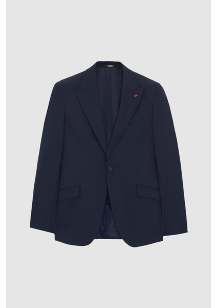 Slim Fit Lacivert Armürlü Takim Elbise indirimleri