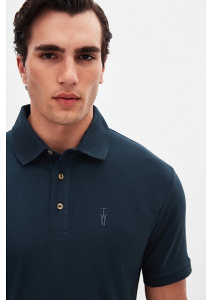 Slim Fit Petrol Pike Dokulu T-Shirt 4EC146011784M fiyatları