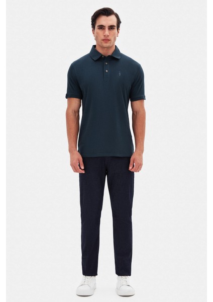 Slim Fit Petrol Pike Dokulu T-Shirt 4EC146011784M fırsatları