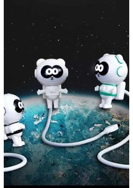 Beyaz Uzay Astronot Gece Lambası, Çocuk Odası Dekor ve Okuma Işığı