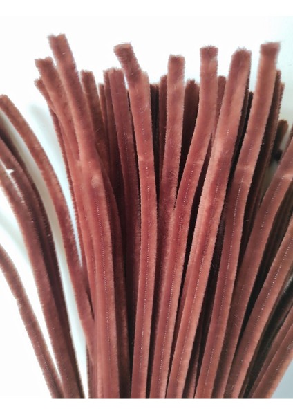 50 Adet Koyu Kahve Şönil, Çiçek Yapımına Uygun Tüylü Tel, 30 cm 6mm fiyatları