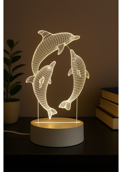 3D Yunus Figürlü Gece Lambası, Beyaz, Şık ve Ilgi Çekici Dekorasyon Parçası modelleri