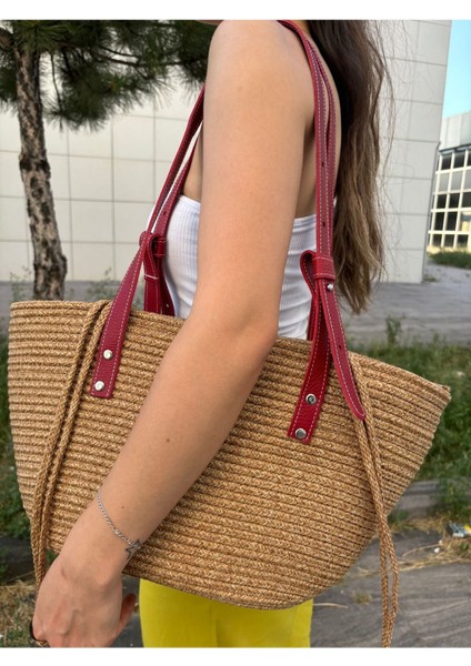 Kadın Hakiki Deri Jüt Hasır Omuz Çanta, Şık ve Hafif Kombin Aksesuarı modelleri