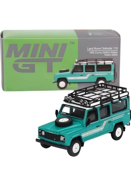 Mini Gt 1/64 Land Rover Defender 110 1985 County Station Wagon Trident Green indirimleri