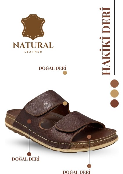 Hakiki Deri Erkek Terlik Doğal Deri Terlik C Kahve
