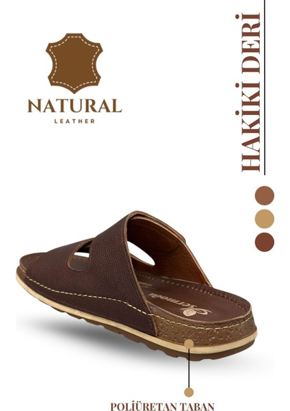 Hakiki Deri Erkek Terlik Doğal Deri Terlik C Kahve