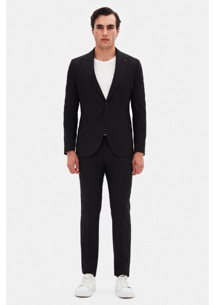 Slim Fit Siyah Armürlü Takim Elbise fiyatları