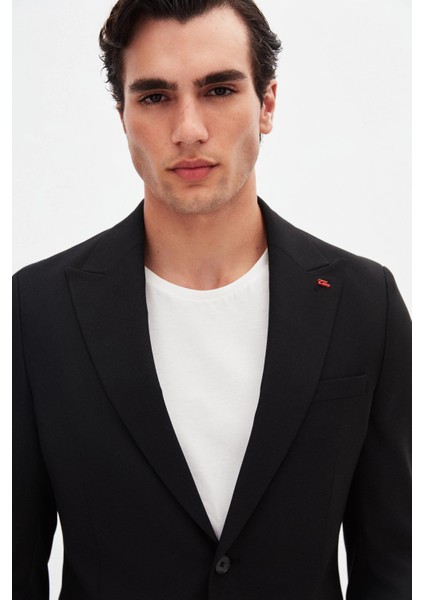 Slim Fit Siyah Armürlü Takim Elbise fırsatları