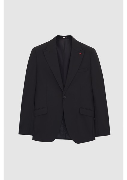 Slim Fit Siyah Armürlü Takim Elbise indirimleri