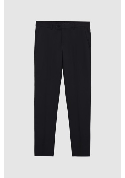 Slim Fit Siyah Armürlü Takim Elbise