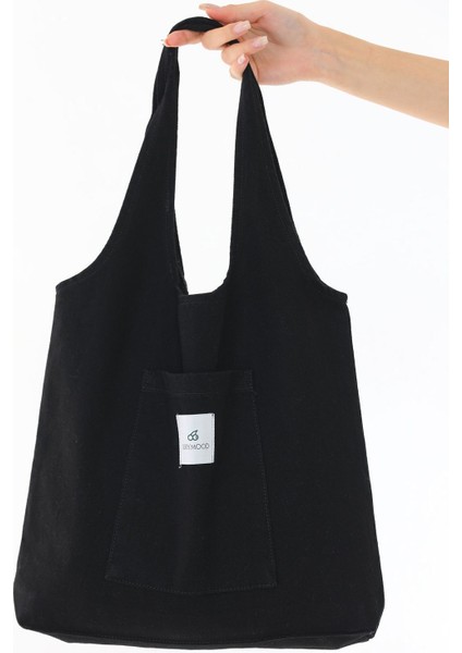 Şık Siyah Bez Çanta, Hafif ve Kullanışlı Günlük Çanta