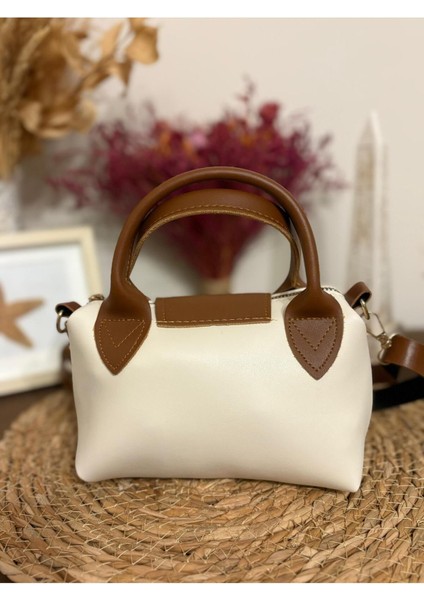 Kadın Uzun Askılı Yumuşak Deri Çapraz El ve Omuz Çantası, Krem fiyatları