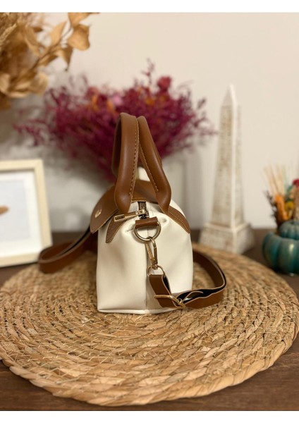 Kadın Uzun Askılı Yumuşak Deri Çapraz El ve Omuz Çantası, Krem modelleri