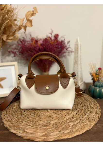 Kadın Uzun Askılı Yumuşak Deri Çapraz El ve Omuz Çantası, Krem fırsatları