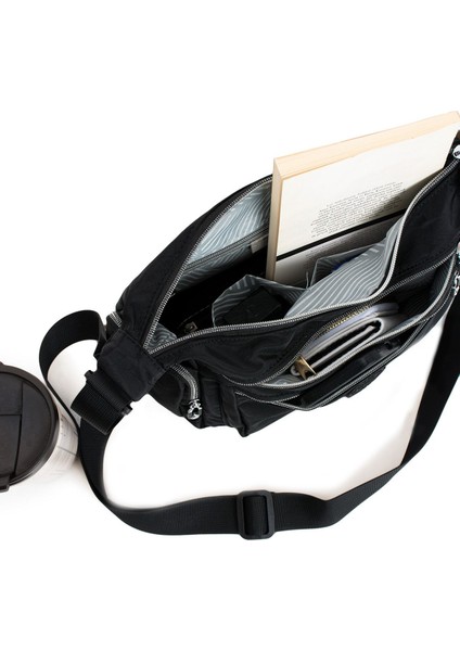 Suya Dayanıklı Çok Gözlü Çapraz Askılı Kadın Omuz Çantası Siyah modelleri