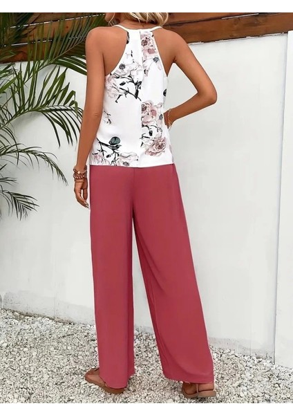 Kadın Ip Askılı V Yakalı Süprem Bluz ve Aerobin Pantolon Ikili Takım fiyatları