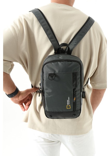 Gri Unisex Keten Su Geçirmez Çarpraz ve Çift Kol Uyumlu Şık Çanta