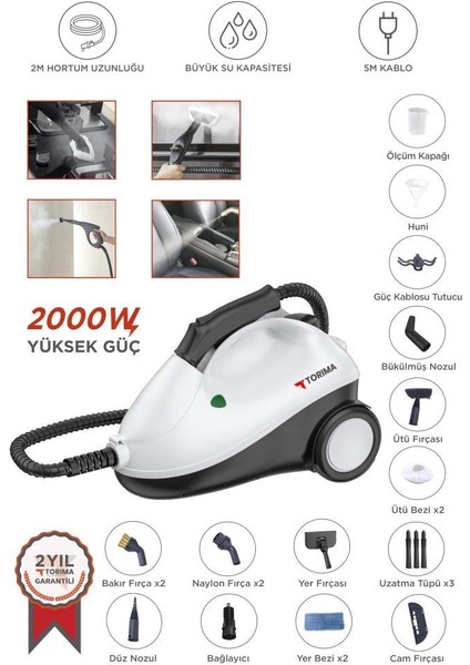 Tsc-01 Siyah Çok Fonksiyonlu Buharlı Temizleyici - Buharlı Temizlik Makinası