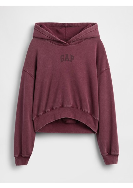 Kadın Bordo Gap Logo Vintagesoft Crop Fleece Sweatshirt fiyatları