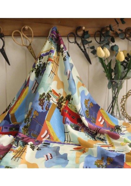 Pamuk Viskon Dökümlü Desenli Kumaş