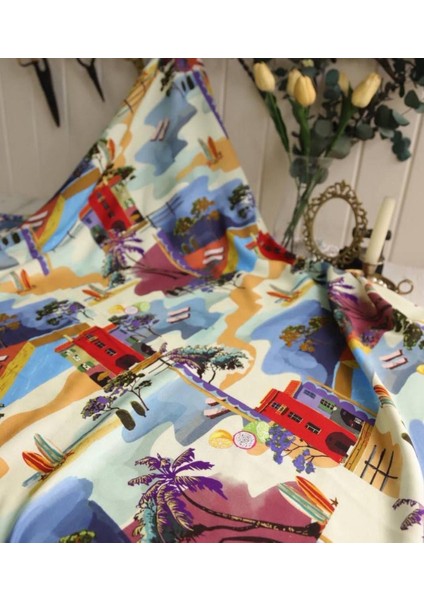 Pamuk Viskon Dökümlü Desenli Kumaş