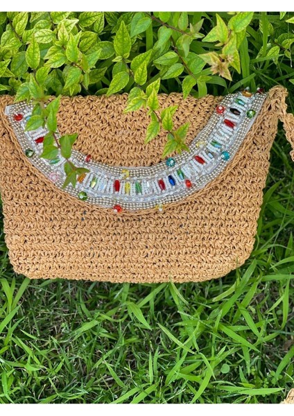 El Örgüsü Inci ve Boncuk Taşlı Şık Askılı Portföy Çanta 27X21 indirimleri