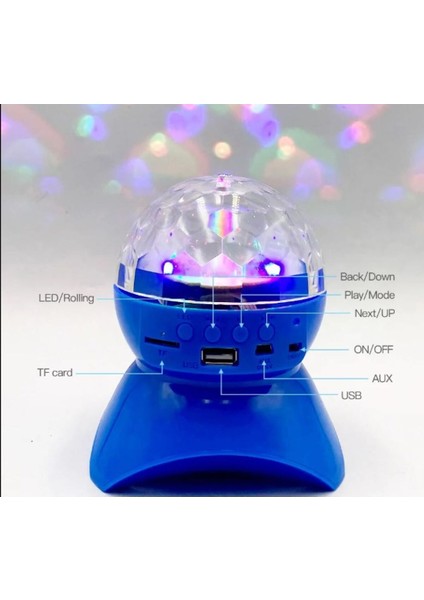 Mavi Işıklı Dönen Disko Topu Bluetooth Mp3 USB Hoparlör modelleri
