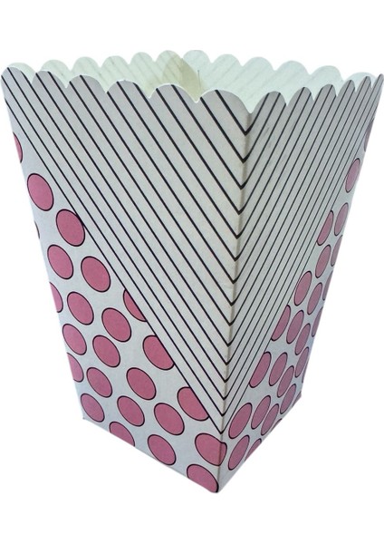 8'li Mısır Kutusu Pembe Benekli Çizgili