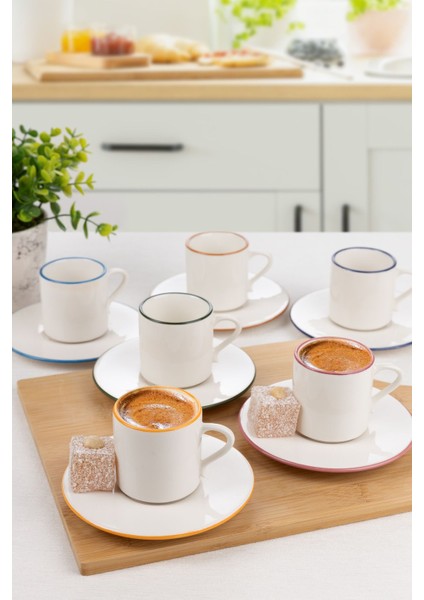 Renkli 12 Parça Fincan Takımı, 6 Kişilik Keyifli ve Şık Set