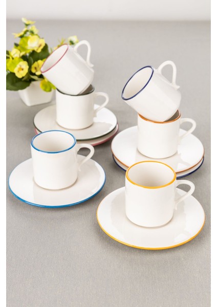 Renkli 12 Parça Fincan Takımı, 6 Kişilik Keyifli ve Şık Set fiyatları