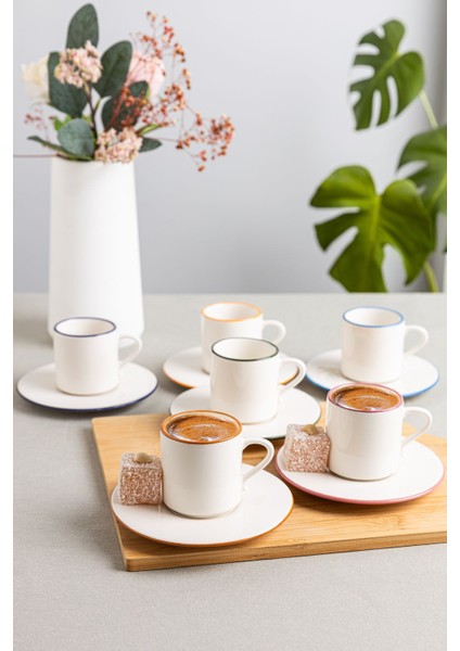 Renkli 12 Parça Fincan Takımı, 6 Kişilik Keyifli ve Şık Set modelleri