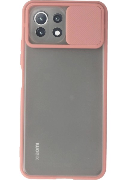 Xiaomi Mi 11 Lite Kılıf Palm Buzlu Kamera Sürgülü Silikon - Pembe