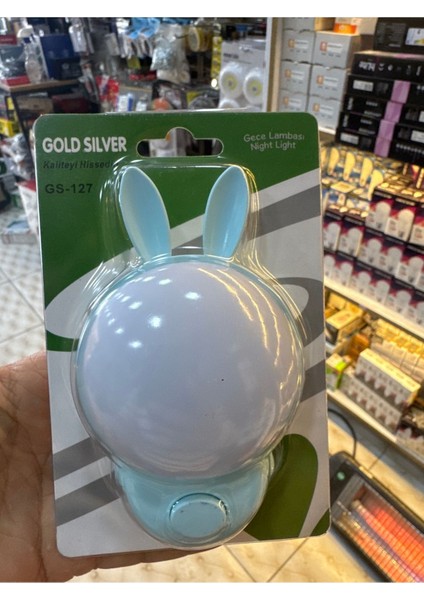 Turkuaz Tavşan Desenli Anahtarlı Gece Lambası Beyaz ve Günışığı Işık fırsatları