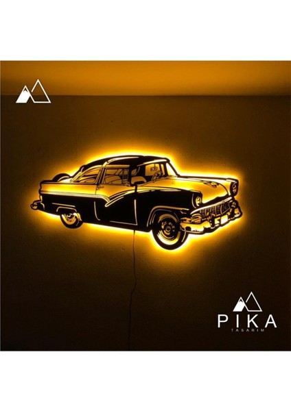 50X100 LED Işıklı Ahşap Duvar Tablosu, Şık ve Modern Dekorasyon Parçası