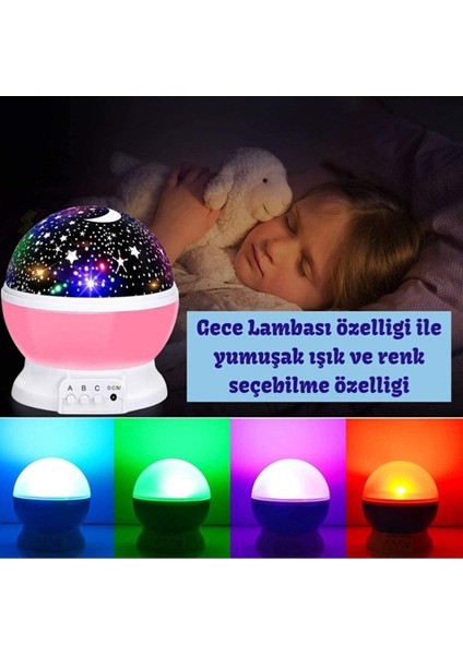 Renkli LED Gece Lambası, Dönen Başlıklı, Projeksiyonlu, USB Veya Pilli, Yıldızlı Gökyüzü indirimleri