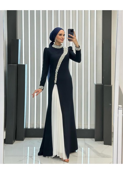 Suzana Kumaş Taş Işlemeli Dört Mevsim Hakim Yaka Astarlı Tesettür Abiye Elbise fiyatları