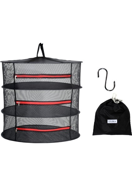 3 Katlı Fermuarlı Meyve Sebze Bitki Kurutma Filesi | Katlanabilir Meyve Sebze Bitki Doğal Kurutma Sepeti