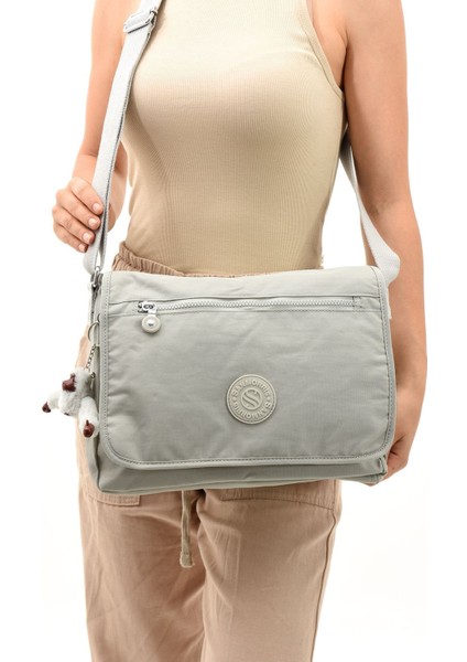 Suya Dayanıklı Unisex Çapraz Askılı Okul ve Omuz Çantası, Gri Renk